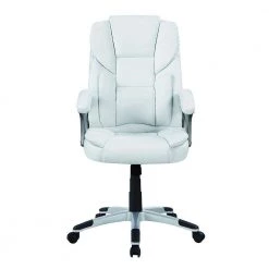 Contemporary 43 in. White Leather Executive High Back Chair by Benjara -Cheap Benjara Store white benjara executive chairs bm159125 c3 1000