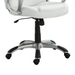 White Leather Sporty Executive High Back Office Chair by Benjara -Cheap Benjara Store white benjara executive chairs bm159404 44 1000
