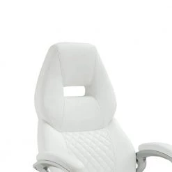 White Leather Sporty Executive High Back Office Chair by Benjara -Cheap Benjara Store white benjara executive chairs bm159404 4f 1000