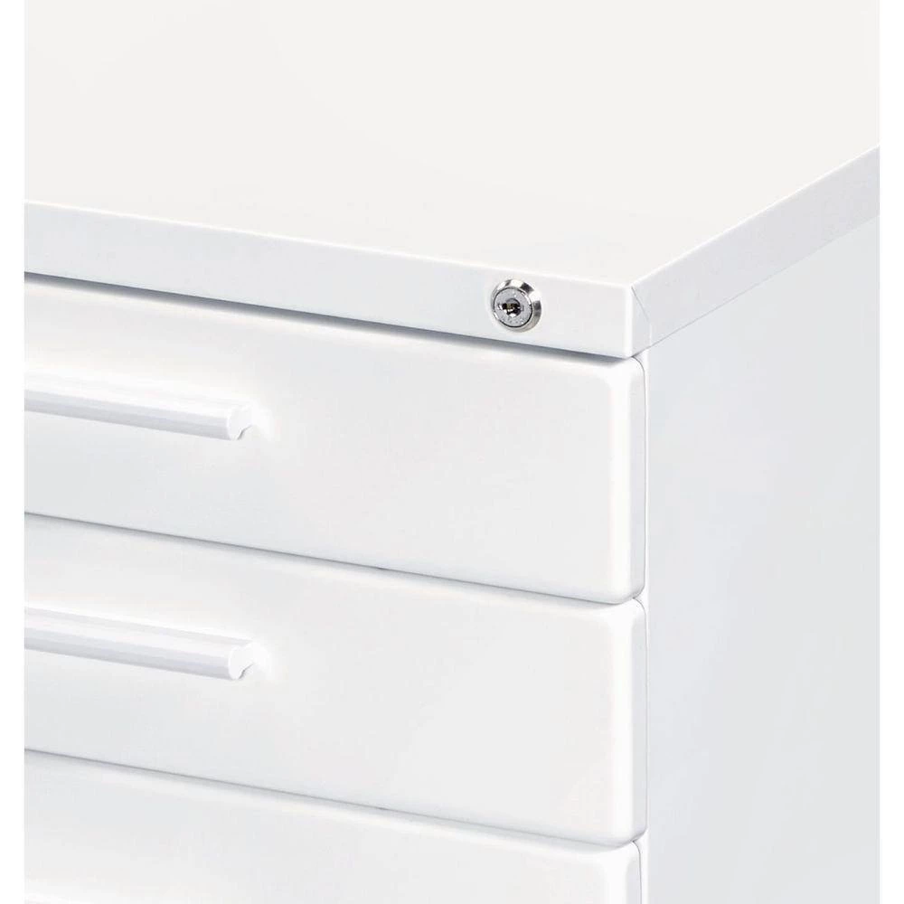 White Contemporary Style File Cabinet with Lock System and Caster Support by Benjara 4 White Contemporary Style File Cabinet with Lock System and Caster Support by Benjara - Image 4