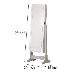 White Jewelry Cheval Mirror with Interior Storage (15 in. L x 20.75 in. W x 57 in. H) by Benjara 11 White Jewelry Cheval Mirror with Interior Storage (15 in. L x 20.75 in. W x 57 in. H) by Benjara -Cheap Benjara Store white benjara jewelry armoires bm160111 44 1000