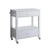 White 2-Drawer Wooden Kitchen Cart with Casters and 1 Open Shelf by Benjara