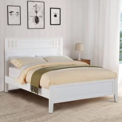 Fantastic White Wooden Full Bed by Benjara -Cheap Benjara Store white benjara loft beds bm171657 31 1000