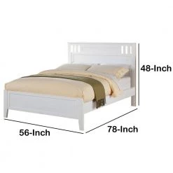 Fantastic White Wooden Full Bed by Benjara -Cheap Benjara Store white benjara loft beds bm171657 44 1000