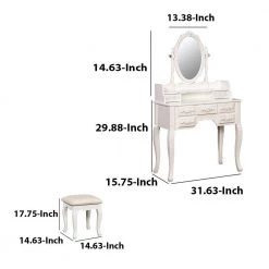 Harriet Traditional White Wooden Vanity Set by Benjara -Cheap Benjara Store white benjara makeup vanities bm132008 40 1000