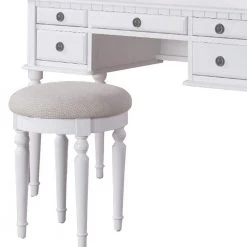 White with Stool Wooden Vanity Set by Benjara -Cheap Benjara Store white benjara makeup vanities bm171346 44 1000