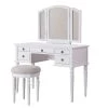 White with Stool Wooden Vanity Set by Benjara