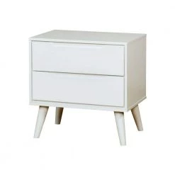 White 2-Drawer Wooden Nightstand with Recessed Drawer Fronts 17 in. L x 23.63" W x 24" H by Benjara
