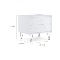 Contemporary White 2-Drawers Wooden Nightstand by Benjara -Cheap Benjara Store white benjara nightstands bm154628 a0 1000