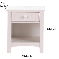 1-Drawer White Wooden Nightstand with Bottom Open Shelf by Benjara -Cheap Benjara Store white benjara nightstands bm171569 4f 1000
