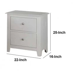 16 in. L x 22 in. W x 25 in. H 2-Drawer Pine White Wood Night Stand by Benjara -Cheap Benjara Store white benjara nightstands bm171571 4f 1000