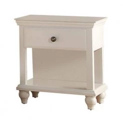 Poplar Wood White Spacious Storage Nightstand by Benjara