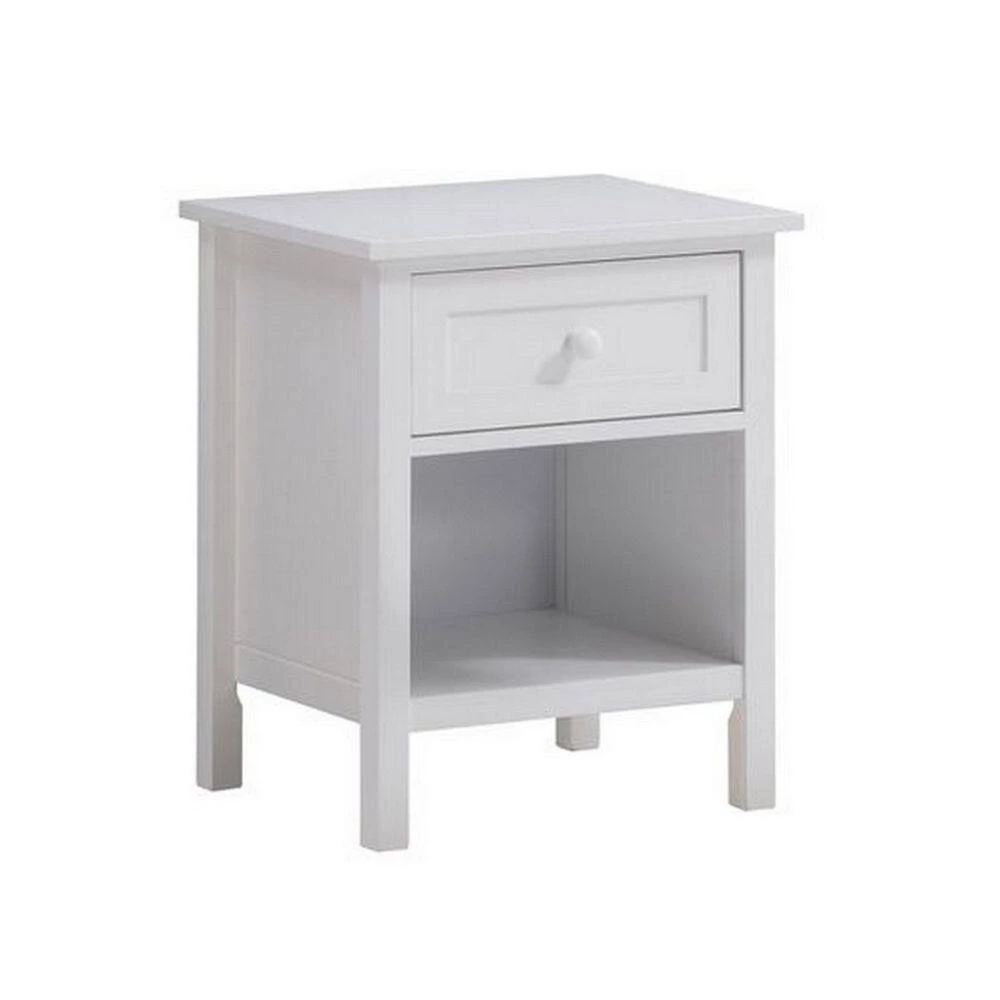 Glossy White Single Drawer Solid Wood Nightstand with Open Shelf (20" L x 17" W x 24" H) by Benjara 7 Glossy White Single Drawer Solid Wood Nightstand with Open Shelf (20" L x 17" W x 24" H) by Benjara - Image 7