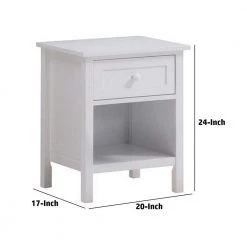 Glossy White Single Drawer Solid Wood Nightstand with Open Shelf (20" L x 17" W x 24" H) by Benjara 12 Glossy White Single Drawer Solid Wood Nightstand with Open Shelf (20" L x 17" W x 24" H) by Benjara -Cheap Benjara Store white benjara nightstands bm279145 44 1000