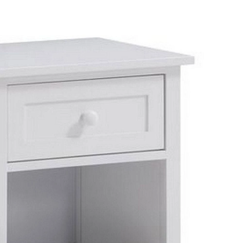 Glossy White Single Drawer Solid Wood Nightstand with Open Shelf (20" L x 17" W x 24" H) by Benjara 4 Glossy White Single Drawer Solid Wood Nightstand with Open Shelf (20" L x 17" W x 24" H) by Benjara - Image 4