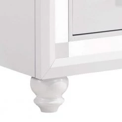 Pia 2-Drawers White Nightstand with Mirrored Trim and Felt Lined (27.5 in. H x 23.5 in. W x 16.5 in. L) by Benjara -Cheap Benjara Store white benjara nightstands bm280477 1f 1000