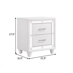 Pia 2-Drawers White Nightstand with Mirrored Trim and Felt Lined (27.5 in. H x 23.5 in. W x 16.5 in. L) by Benjara -Cheap Benjara Store white benjara nightstands bm280477 44 1000