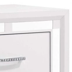 Pia 2-Drawers White Nightstand with Mirrored Trim and Felt Lined (27.5 in. H x 23.5 in. W x 16.5 in. L) by Benjara -Cheap Benjara Store white benjara nightstands bm280477 c3 1000
