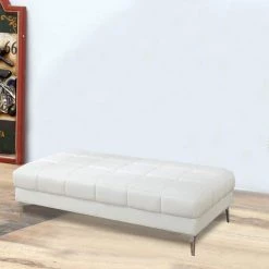 Modish Bonded White Leather Ottoman by Benjara 15 Modish Bonded White Leather Ottoman by Benjara -Cheap Benjara Store white benjara ottomans bm166758 31 1000