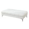 Modish Bonded White Leather Ottoman by Benjara