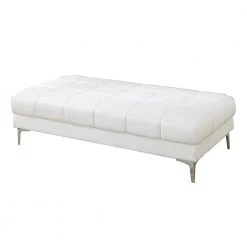 Modish Bonded White Leather Ottoman by Benjara
