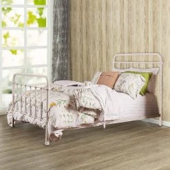 White Sophisticated Metal Queen Bed by Benjara -Cheap Benjara Store white benjara platform beds bm123749 31 1000