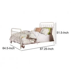 White Sophisticated Metal Queen Bed by Benjara -Cheap Benjara Store white benjara platform beds bm123749 44 1000