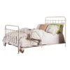 White Sophisticated Metal Queen Bed by Benjara