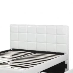 Gracious White with Trundle and SQU Tufted HB Wooden Full Bed 55 in. L x 77 in. W x 41 in. H by Benjara -Cheap Benjara Store white benjara platform beds bm168403 4f 1000