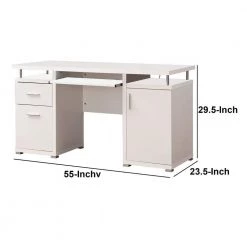 55 in. Rectangular White Wooden 2-Drawer Writing Desk with Keyboard Tray by Benjara 15 55 in. Rectangular White Wooden 2-Drawer Writing Desk with Keyboard Tray by Benjara -Cheap Benjara Store white benjara writing desks bm156220 44 1000