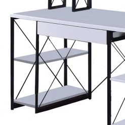 Industrial Style 24 in. H W White Writing Desk with 4 Open Selves and Bookcase Hutch by Benjara 11 Industrial Style 24 in. H W White Writing Desk with 4 Open Selves and Bookcase Hutch by Benjara -Cheap Benjara Store white benjara writing desks bm209614 4f 1000