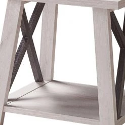 22 in. White Oak and Distressed Grey Rectangle Wood Top Farmhouse End Table with 1 Shelf by Benjara -Cheap Benjara Store white oak and gray benjara end side tables bm279758 1f 1000