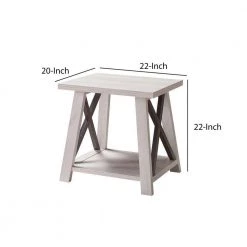 22 in. White Oak and Distressed Grey Rectangle Wood Top Farmhouse End Table with 1 Shelf by Benjara -Cheap Benjara Store white oak and gray benjara end side tables bm279758 44 1000