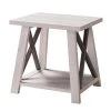 22 in. White Oak and Distressed Grey Rectangle Wood Top Farmhouse End Table with 1 Shelf by Benjara