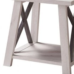 22 in. White Oak and Distressed Grey Rectangle Wood Top Farmhouse End Table with 1 Shelf by Benjara -Cheap Benjara Store white oak and gray benjara end side tables bm279758 c3 1000