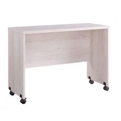 27 in. H x 15 in. W White Oak Rectangular Wooden Writing Desk Return with Casters and Grain Details by Benjara